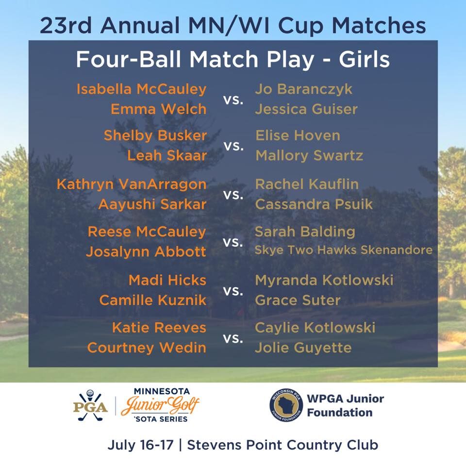 2020 Wisconsin/Minnesota Cup Matches | Girls Four-Ball Pairings